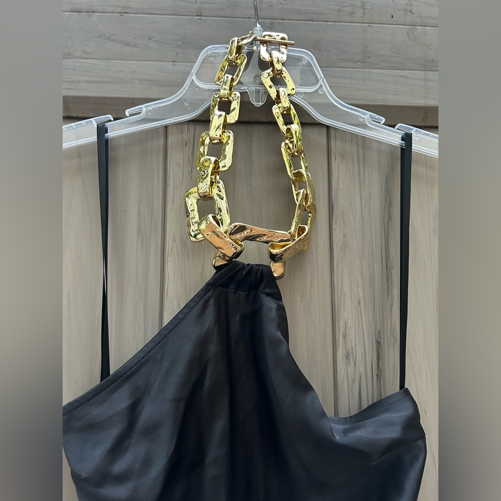 STAUD Francoise Halter Neck Chain Necklace Gown Maxi Dress Black New With Tags! - Picture 11 of 16